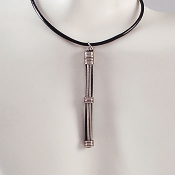 Guitar String and Leather Pendant