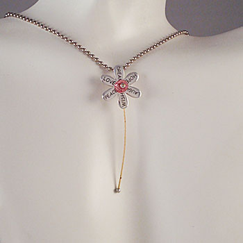 Pink Guitar String Flower Pendant