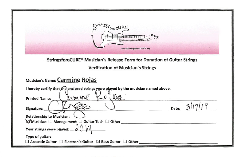 Carmine Rojas Gents Guitar String Cross – Stringsforacure®